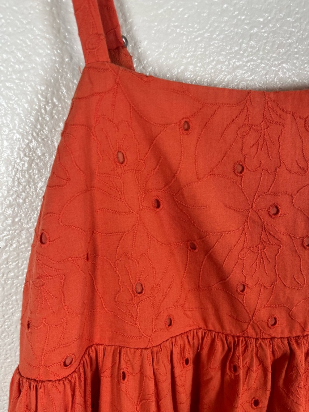 Madewell Eyelet Summertime Cami Midi Dress Rusted Clay Orange SM - Picture 5 of 12